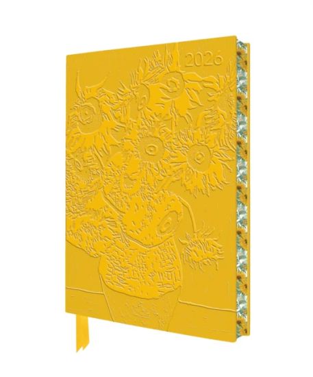 Vincent van Gogh: Sunflowers 2026 Artisan Art Vegan Leather Diary Planner - Page to View with Notes