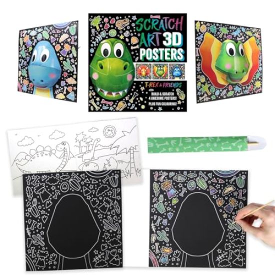 Scratch Art 3D Posters: T-Rex & Friends