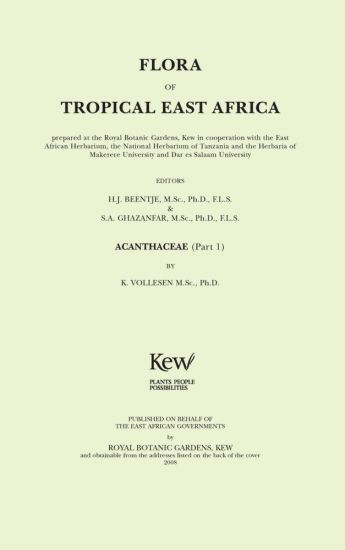 Flora of Tropical East Africa: Acanthaceae, Part 1
