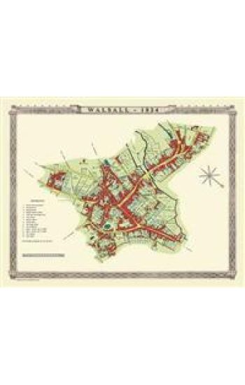 Walsall Town 1824 - Old Map Supplied Rolled in a Clear Two Part Screw Presentation Tube - Print Size 45cm x 32cm