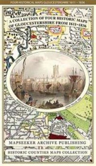 Gloucestershire 1611 – 1836 – Fold Up Map that features a collection of Four Historic Maps, John Speed’s County Map 1611, Johan Blaeu’s County Map of 1648, Thomas Moules County Map of 1836 and a Plan of Gloucester 1805 by Cole and Roper. The maps also feature three historic views of Gloucester from the 1840’s.