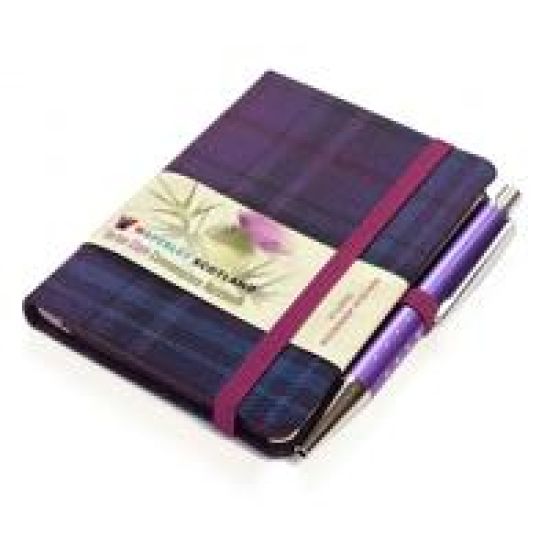 Waverley S.T. (S): Thistle Mini with Pen Pocket Genuine Tartan Cloth Commonplace Notebook