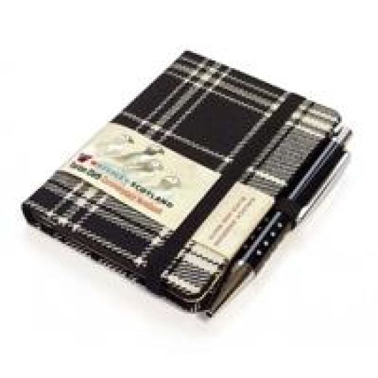 Waverley S.T. (S): BlackWhite Mini with Pen Pocket Genuine Tartan Cloth Commonplace Notebook