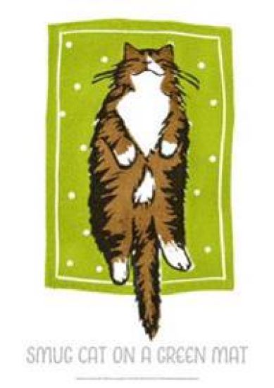 Smug Cat on a Green Mat - Jo Cox Poster