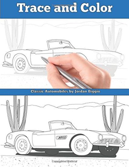 Trace and Color: Classic Automobiles: Adult Activity Book