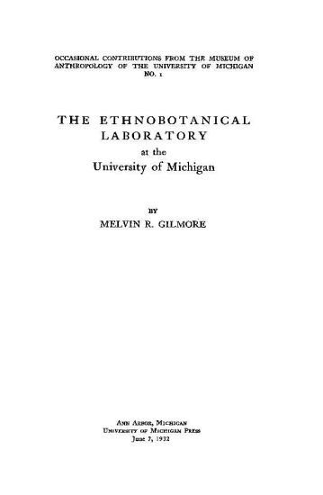 The Ethnobotanical Laboratory at the University of Michigan