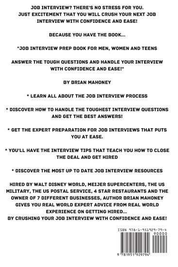 Job Interview Prep Book for Men, Women and Teens