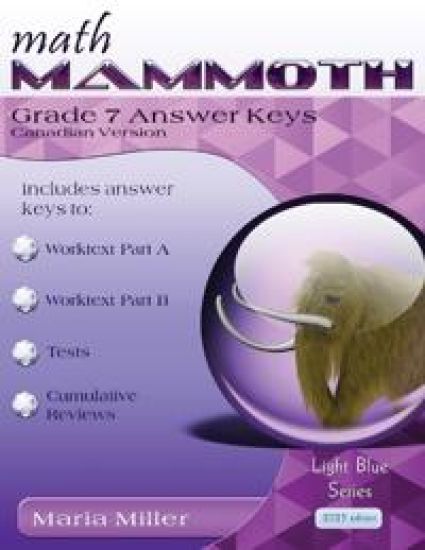 Math Mammoth Grade 7 Answer Keys, Canadian Version