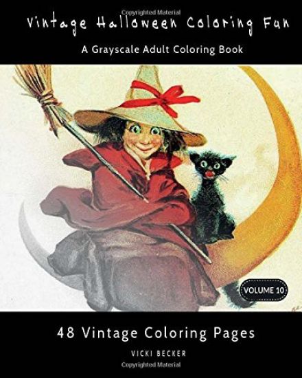 Vintage Halloween Coloring Fun: A Grayscale Adult Coloring Book