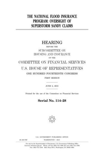 The National Flood Insurance Program: oversight of Superstorm Sandy claims