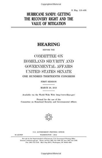 Hurricane Sandy: getting the recovery right and the value of mitigation