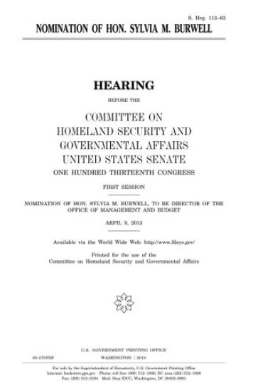 Nomination of Hon. Sylvia M. Burwell