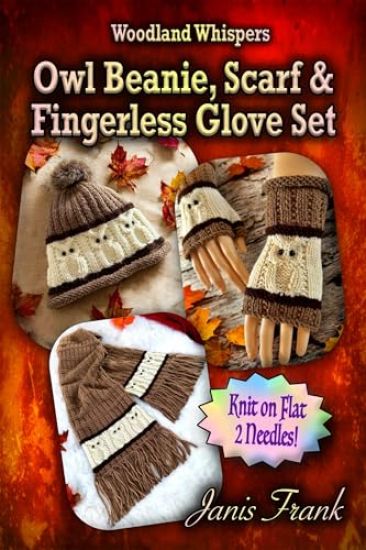 Owl Beanie, Scarf and Fingerless Glove Set