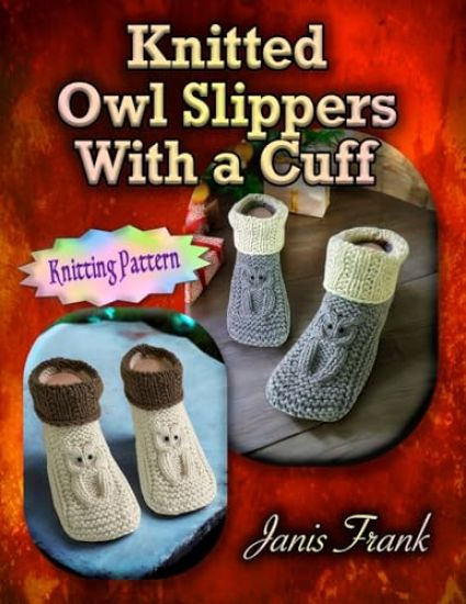Knitted Owl Slippers With a Cuff