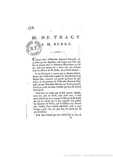 M. de Tracy À M. Burke