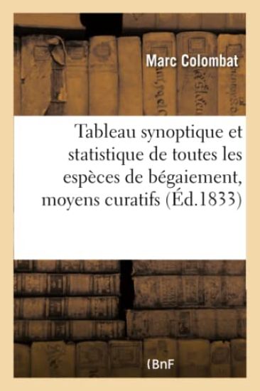 Tableau Synoptique Et Statistique de Toutes Les Espèces de Bégaiement: Et Des Moyens