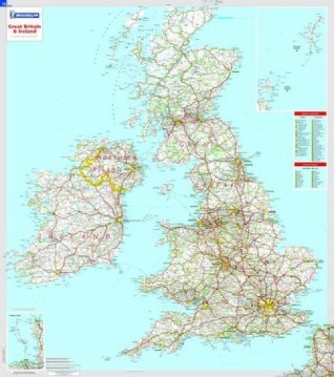 Great BritainIreland - Michelin rolledtubed wall map Paper