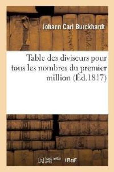 Table Des Diviseurs Pour Tous Les Nombres Du Premier Million