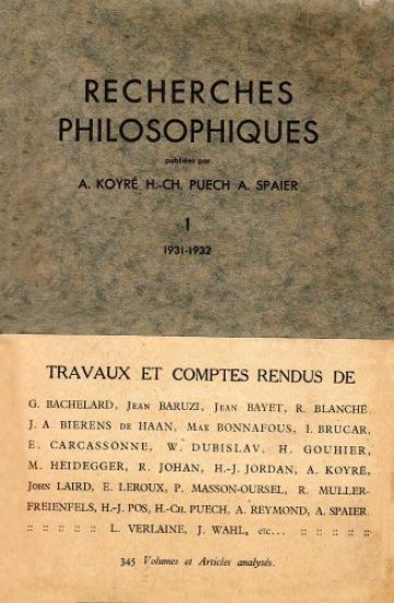 Recherches Philosophiques I 1931-1932