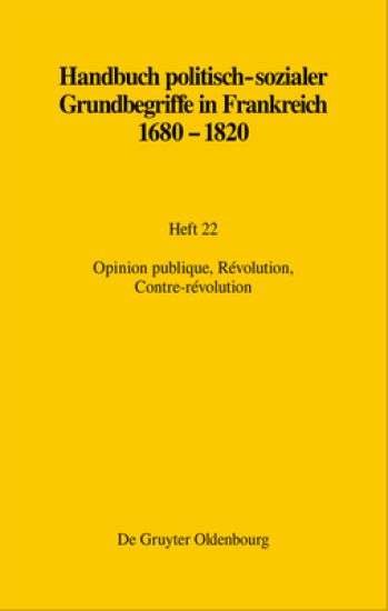Opinion Publique, Révolution, Contre-Révolution