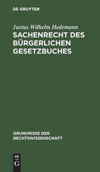 Sachenrecht Des Bürgerlichen Gesetzbuches