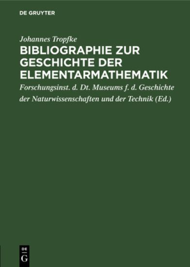 Bibliographie Zur Geschichte Der Elementarmathematik