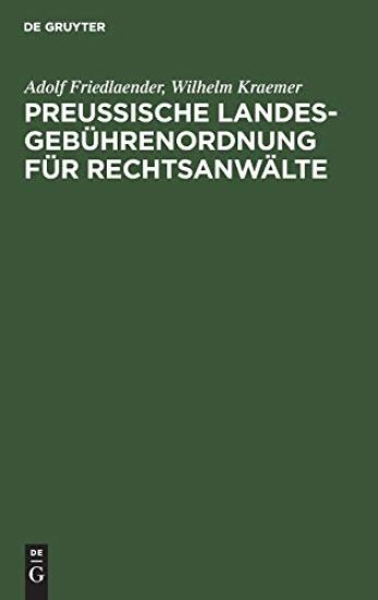 Preußische Landesgebührenordnung Für Rechtsanwälte