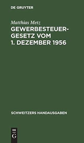 Gewerbesteuergesetz Vom 1. Dezember 1956