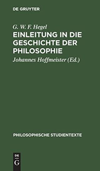 Einleitung in Die Geschichte Der Philosophie