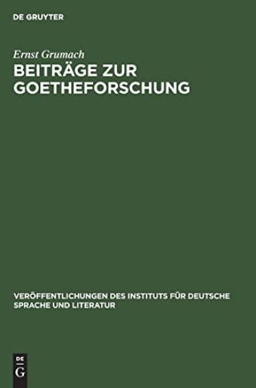 Beiträge Zur Goetheforschung