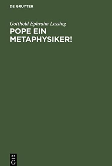 Pope Ein Metaphysiker!