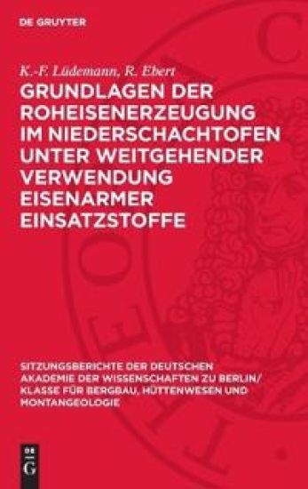 Grundlagen Der Roheisenerzeugung Im Niederschachtofen Unter Weitgehender Verwendung Eisenarmer Einsatzstoffe: Mitteilungen Aus Dem Eisenhütten-Institu