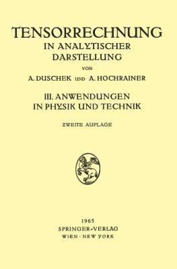 Grundzüge der Tensorrechnung in Analytischer Darstellung
