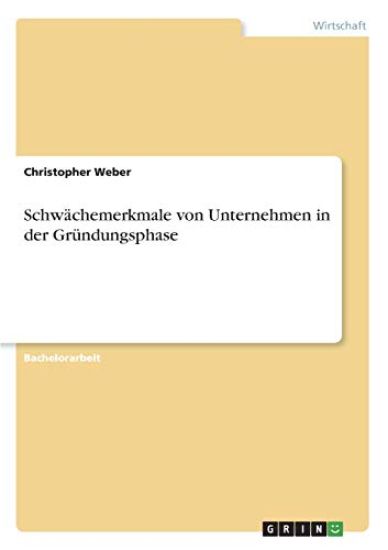 Schwächemerkmale von Unternehmen in der Gründungsphase