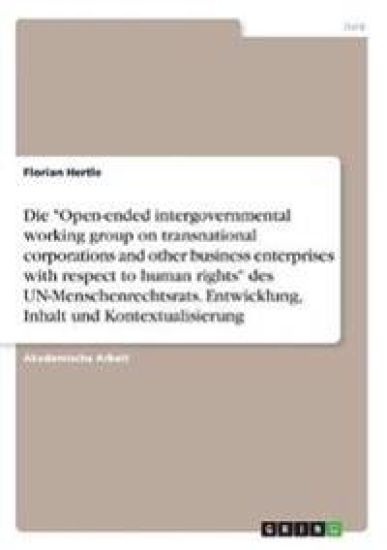 Die "Open-ended intergovernmental working group on transnational corporations and other business enterprises with respect to human rights" des UN-Menschenrechtsrats. Entwicklung, Inhalt und Kontextualisierung