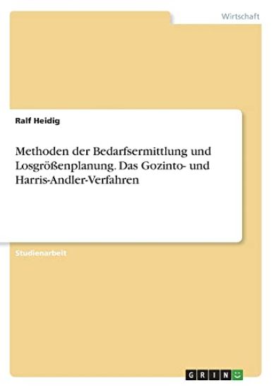 Methoden der Bedarfsermittlung und Losgrößenplanung. Das Gozinto- und Harris-Andler-Verfahren