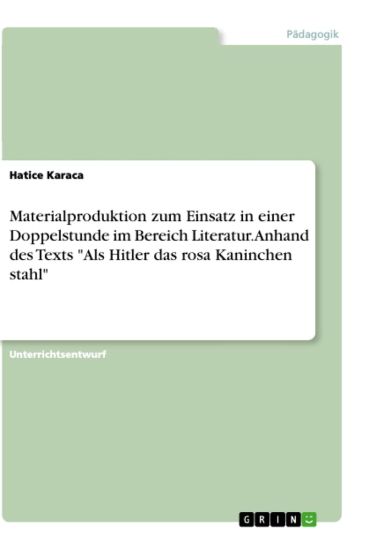 Materialproduktion zum Einsatz in einer Doppelstunde im Bereich Literatur. Anhand des Texts "Als Hitler das rosa Kaninchen stahl"