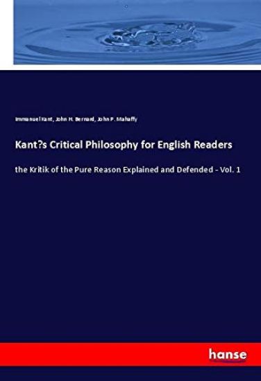 Kant¿s Critical Philosophy for English Readers