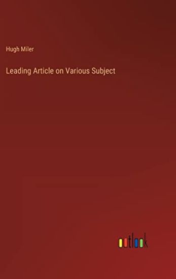 Leading Article on Various Subject