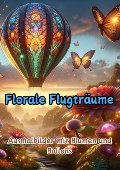 Florale Flugträume: Ausmalbilder mit Blumen und Ballons
