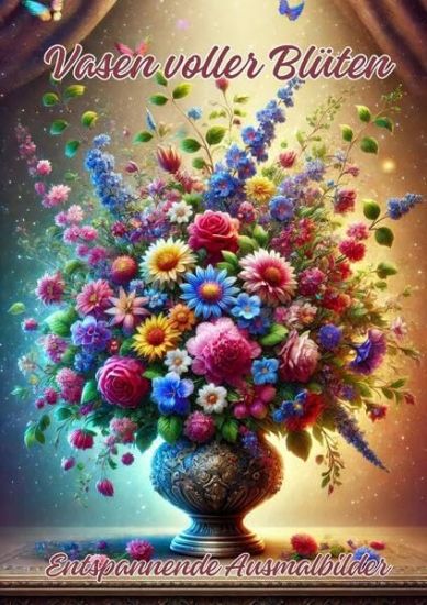 Vasen voller Blüten: Entspannende Ausmalbilder