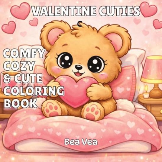 Valentine Cuties: A Comfy, Cozy & Cute Valentine's Day Coloring Book for Adults and Teens Featuring Easy, Bold, Simple, Big Designs, Cozy Corners, Swe