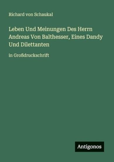Leben Und Meinungen Des Herrn Andreas Von Balthesser, Eines Dandy Und Dilettanten: in Großdruckschrift