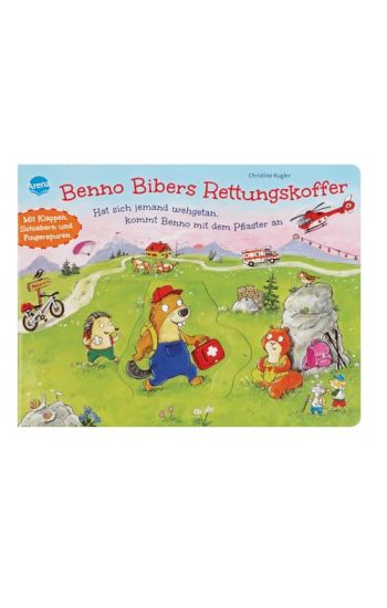 Benno Bibers Rettungskoffer. Hat sich jemand wehgetan, kommt Benno mit dem Pflaster an