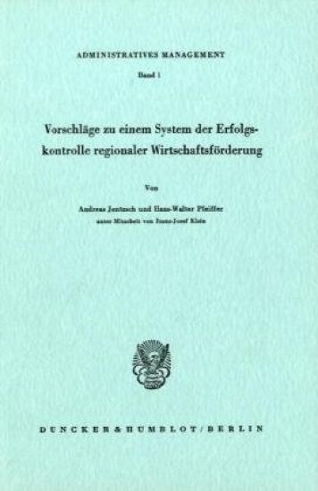 Vorschlage Zu Einem System Der Erfolgskontrolle Regionaler Wirtschaftsforderung