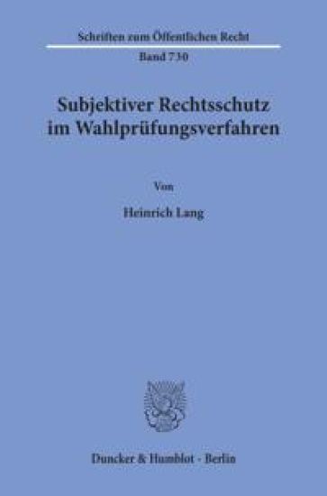 Subjektiver Rechtsschutz Im Wahlprufungsverfahren