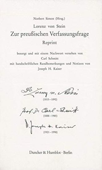 Zur Preussischen Verfassungsfrage. Reprint. Hrsg. Von Norbert Simon: Erstveroffentlichung In: 'Deutsche Vierteljahrs Schrift. Erstes Heft. 1852'. Verl
