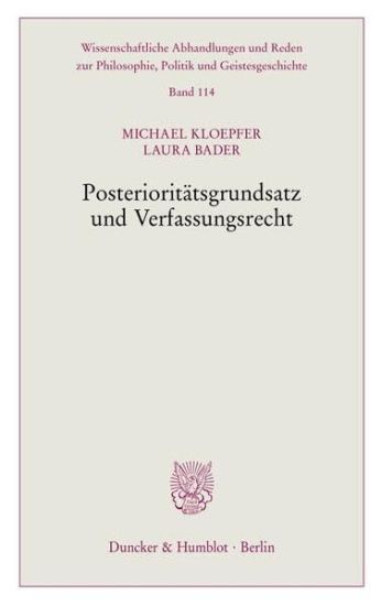 Posterioritatsgrundsatz Und Verfassungsrecht