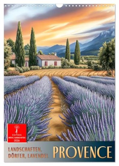 Provence - Landschaften, Dörfer, Lavendel (Wandkalender 2026 DIN A3 hoch), CALVENDO Monatskalender