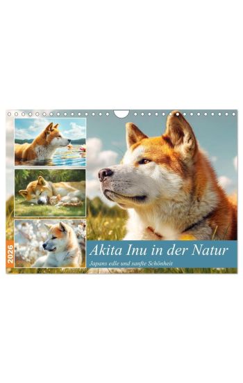 Akita Inu in der Natur. Japans edle und sanfte Schönheit (Wandkalender 2026 DIN A4 quer), CALVENDO Monatskalender